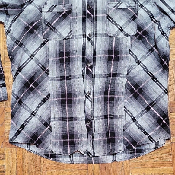 INC International Concepts Black and Gray Casual Button Down Shirt SIZE XXL - Picture 7 of 8